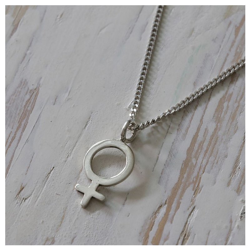 Female Symbol venus silver Pendant Necklace handmade tiny gift simple modern - Necklaces - Other Metals Silver