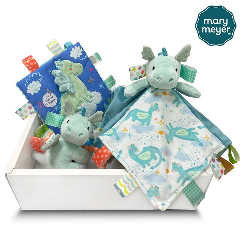 Fast shipping [MaryMeyer] Little Flying Dragon Zhenzhi gift box (soothing towel + hand rattle + sandpaper) - Baby Gift Sets - Cotton & Hemp 