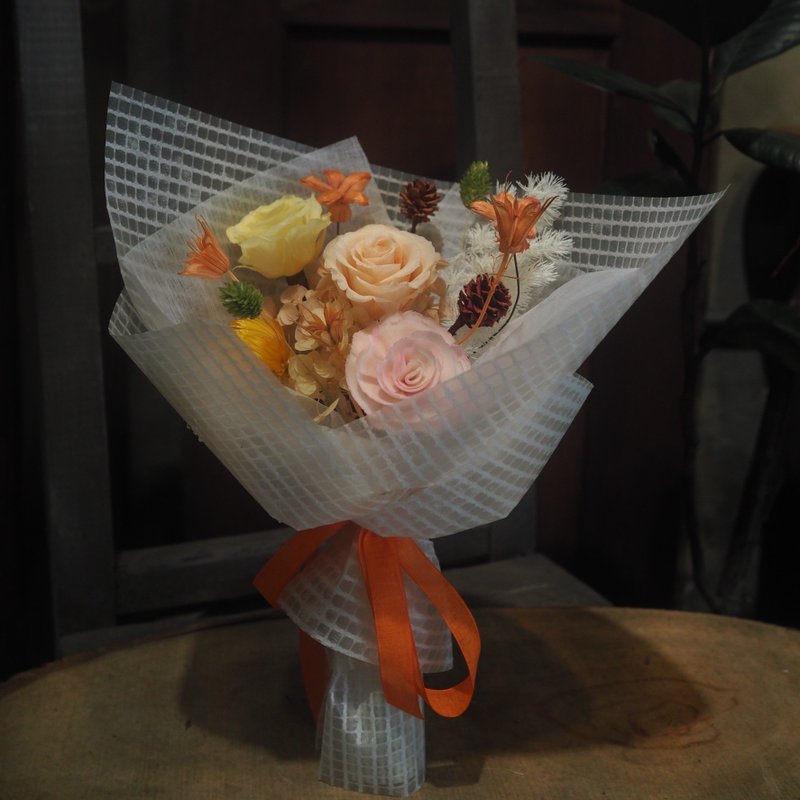 Preserved Rose Series Bouquet / Orange-Yellow - Dried Flowers & Bouquets - Plants & Flowers Yellow