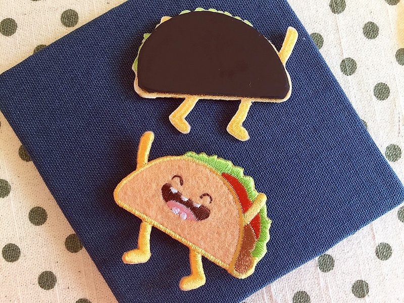 Embroidered magnets - Happy fast food series Laughing Mexican pie (single) - Magnets - Thread 