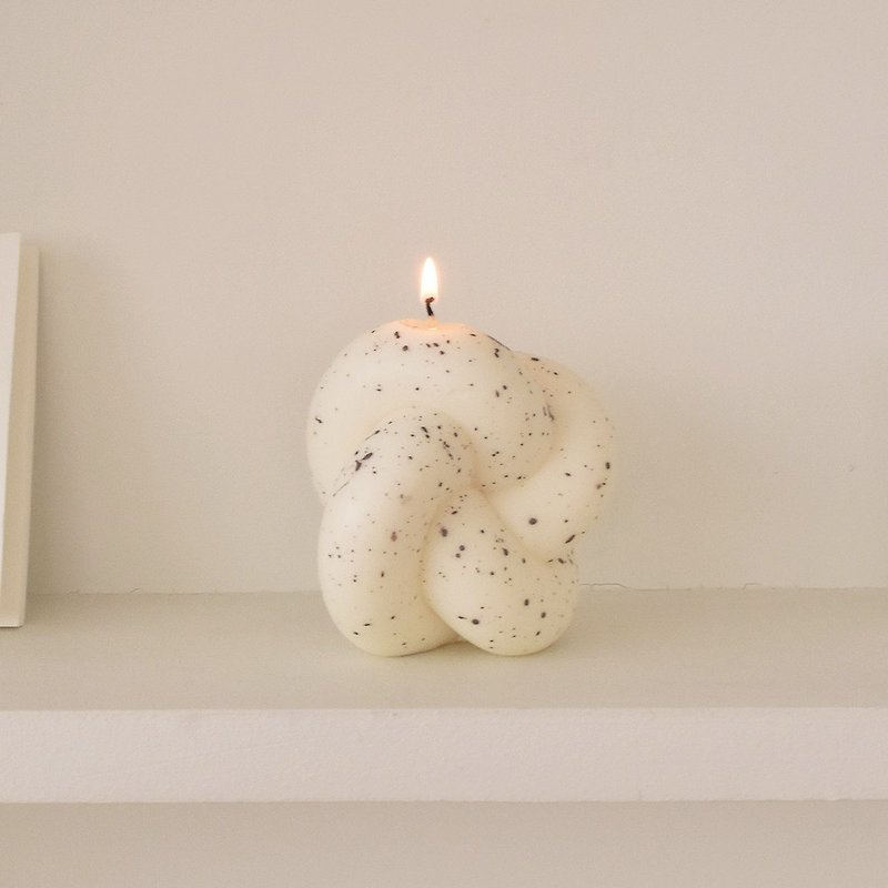 Tube Knot Candle - Dark gray dot (Jasmine) - Candles & Candle Holders - Eco-Friendly Materials White