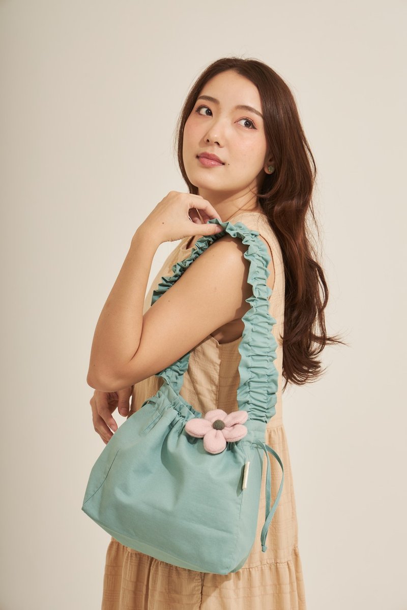 PETAL - 中型牛津布側背包/斜背包  : 薄荷綠 - 束口袋/束口背包/水桶包 - 棉．麻 綠色