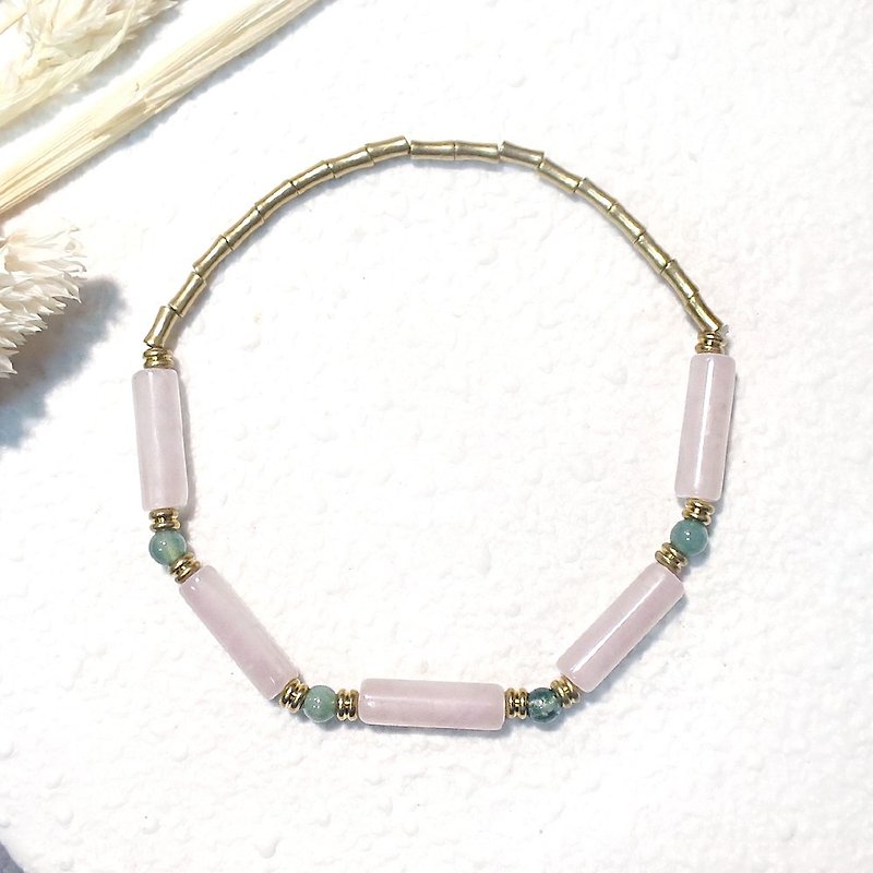 VIIART. Spring cherry. POWDER plants Bronze bracelet agate - Bracelets - Semi-Precious Stones Pink