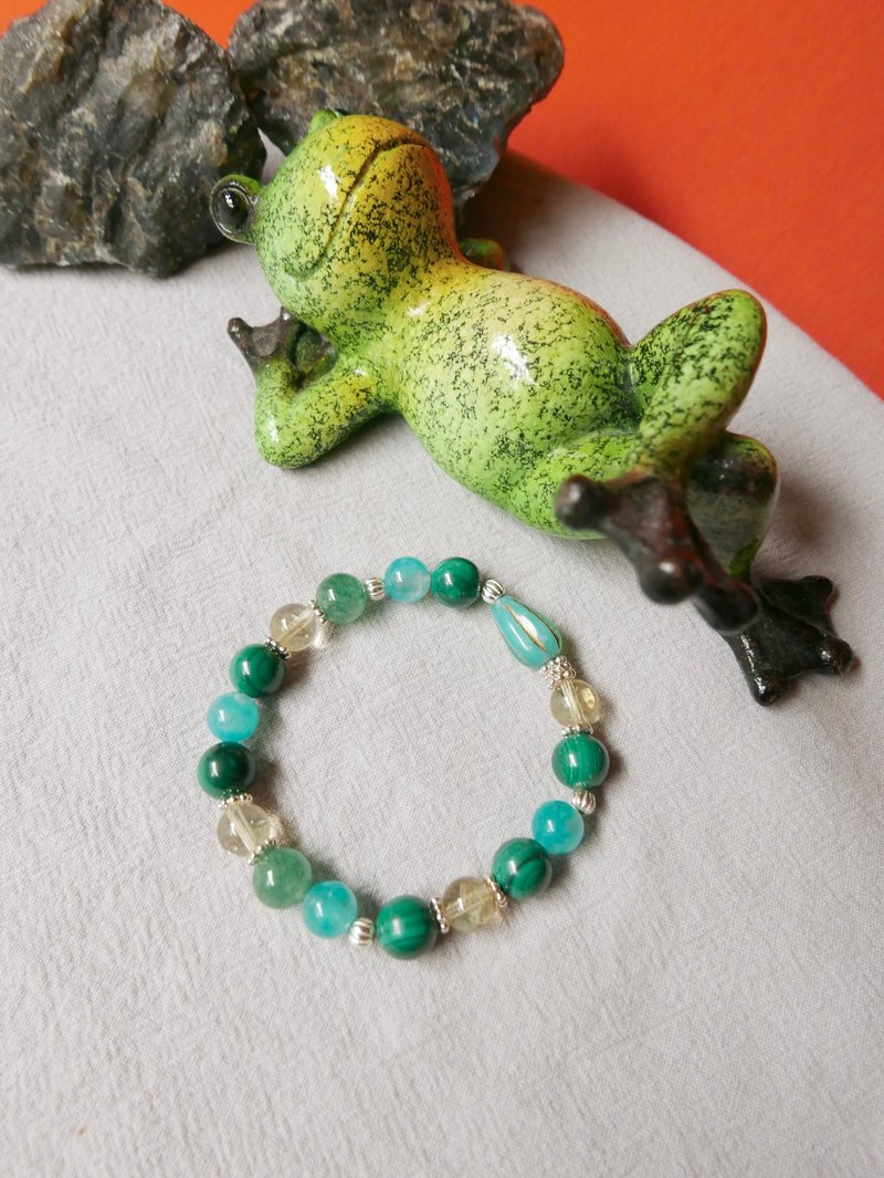 Natural stone bracelet/ Stone/ Stone - Bracelets - Sterling Silver Green