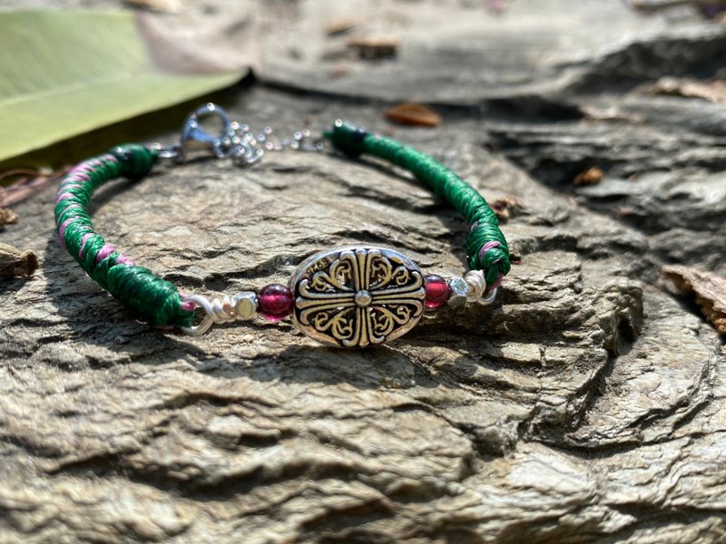 ʚ(圓的兔几)ɞ   蠟繩手環 ๑紫牙烏石榴石 - 手鍊/手環 - 水晶 綠色