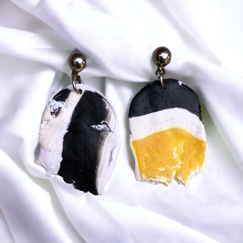STM02 | Polymer Clay Earrings | Snow on The Moon Collection - Earrings & Clip-ons - Waterproof Material Gray