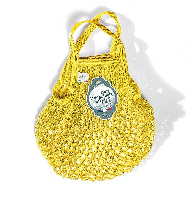 French Filt classic handmade woven bag-yellow Jaune Solarium - Handbags & Totes - Cotton & Hemp Yellow