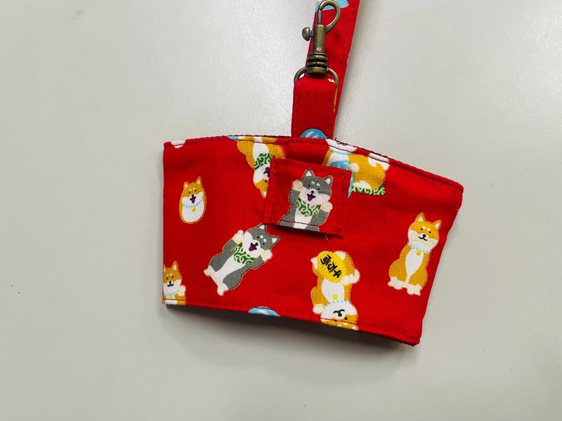 crystal2ove-drink bag-Shiba Inu - ถุงใส่กระติกนำ้ - ผ้าฝ้าย/ผ้าลินิน สีแดง