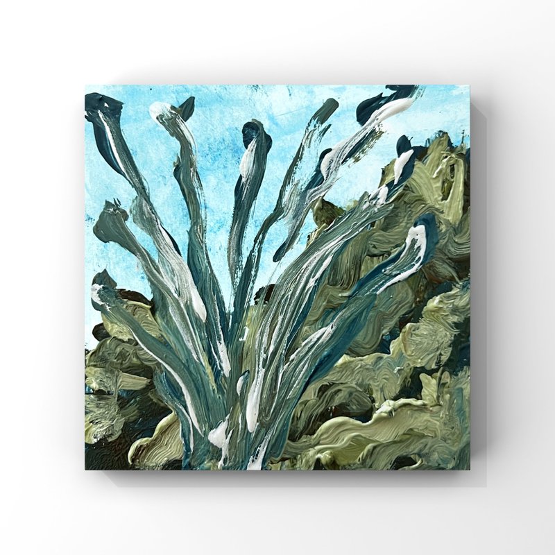Coral Reef art Corals oil painting Semi abstract impressionist nautical wall art - 海報/掛畫/掛布 - 其他材質 藍色