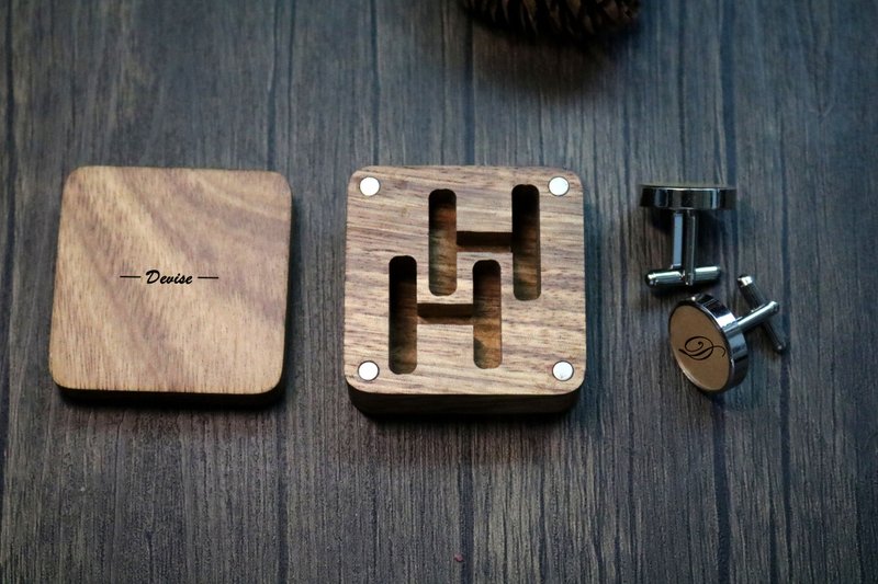 Zebra Wood Grain Cufflink กล่องเดิมบรรจุภัณฑ์ฟรีตัวอักษรออกแบบลายเซ็น - กระดุมข้อมือ - ไม้ สีกากี