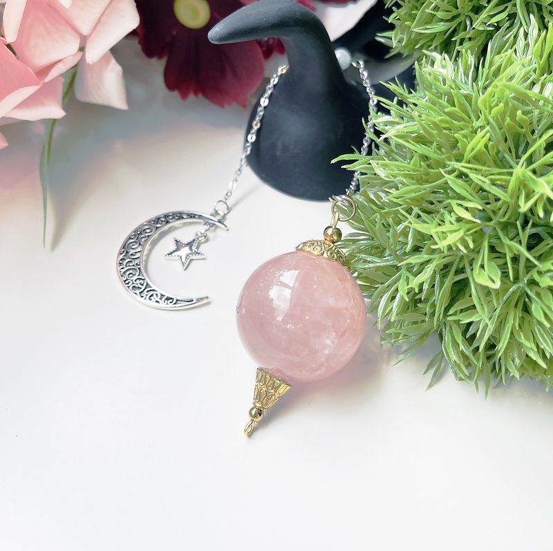 OLINA DESIGN 粉晶 單尖 粉水晶 靈擺 項鍊 水晶 吊墜Rose Quartz - 項鍊 - 水晶 粉紅色