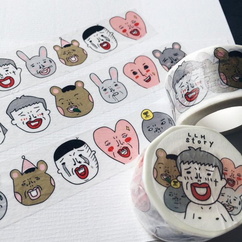 LLHstory 表情紙膠帶 - 紙膠帶/和紙/PET - 紙 白色