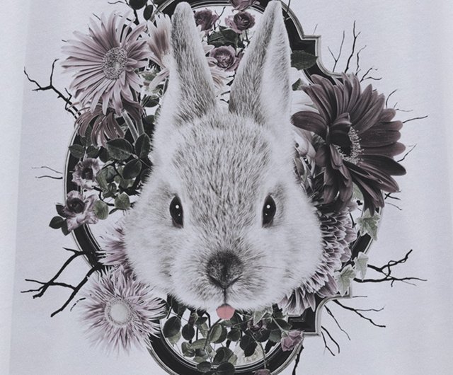 ronronRABIT ワンピースTee Flower Frame ホワイト / R033-O-WH