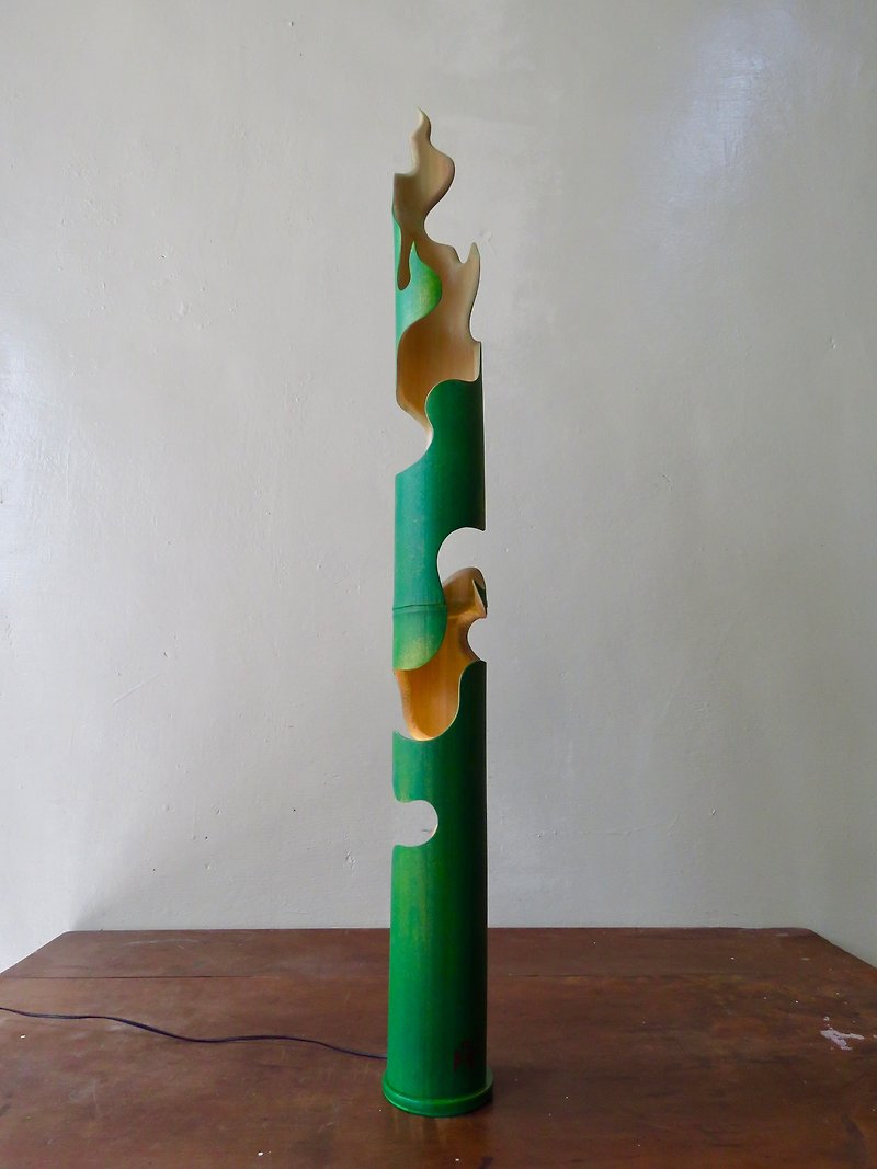 Qinglong-G4 LED Slow-Working Handmade Osmanthus Bamboo Creative Standing Lamp/Table Lamp - โคมไฟ - ไม้ไผ่ สีเขียว