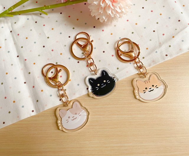 Cat Head Acrylic Charm Key Ring (7 Patterns) - Shop acupoffloof Charms -  Pinkoi