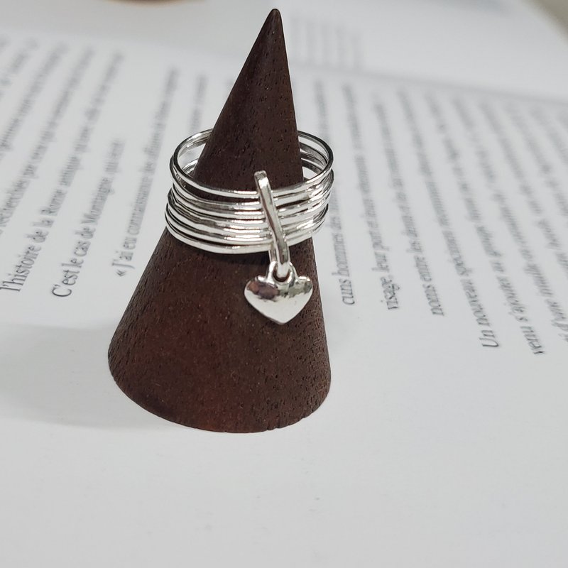 Sterling silver French Semainier heart pendant Ring - 戒指 - 純銀 銀色