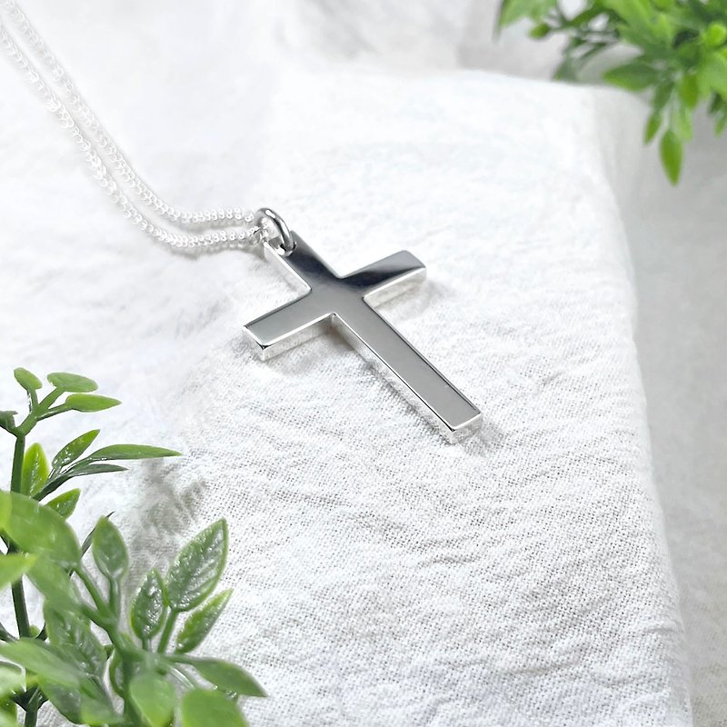 Solemn silver cross necklace - Necklaces - Sterling Silver Silver