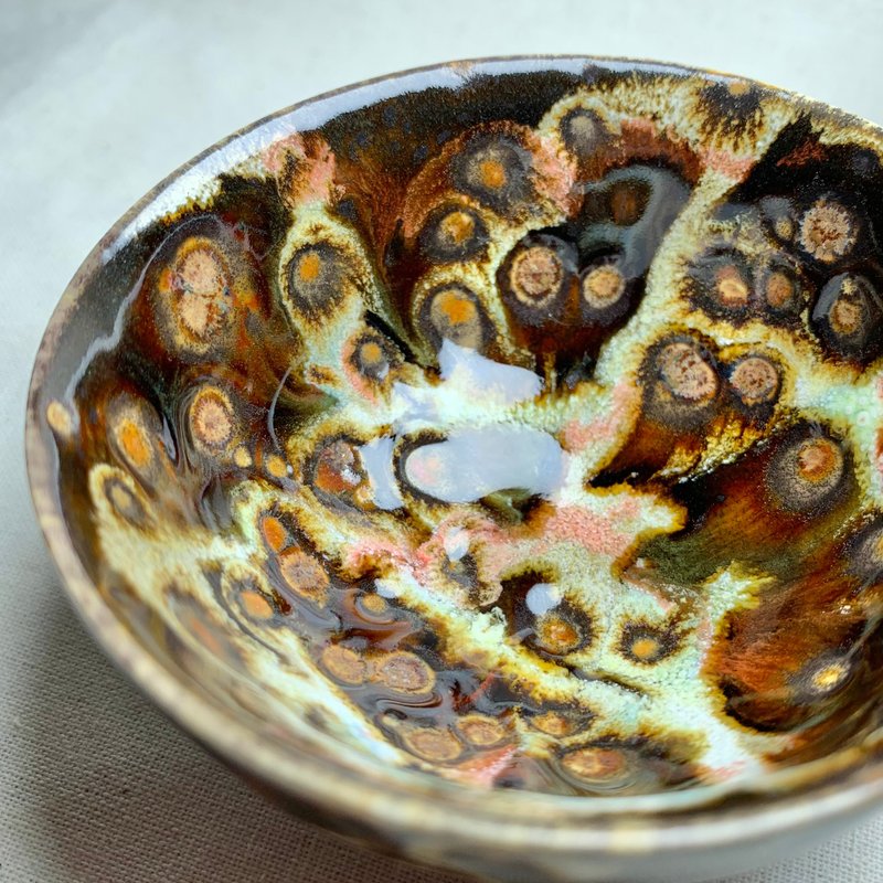 ヒョウ柄窯変 ティーカップペア 80ml 邱毓寧（YuNing） 鶯歌焼 L2-02 - 急須・ティーカップ - 磁器 多色