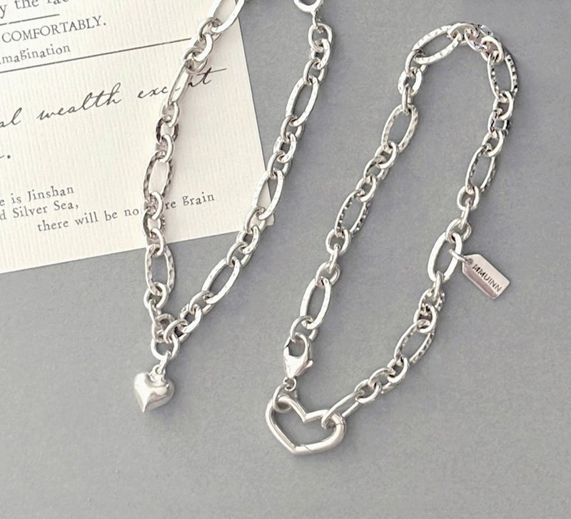 Thick and good texture ~ sterling silver love bracelet - Bracelets - Sterling Silver Silver