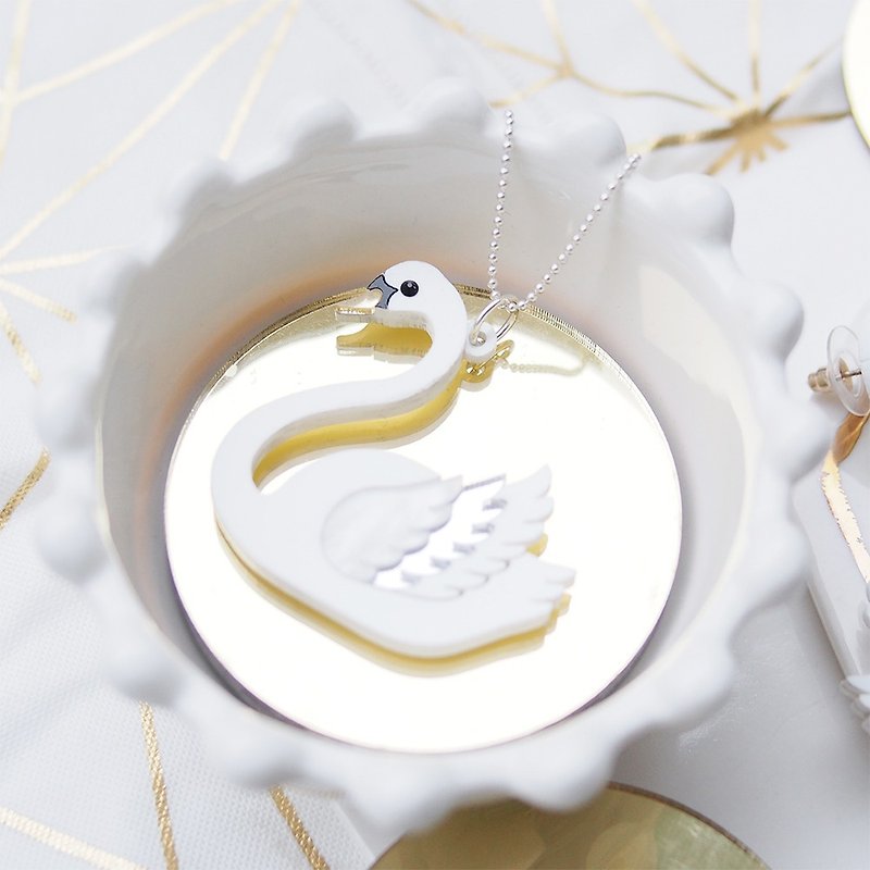Swan Pendant - Chokers - Acrylic Silver