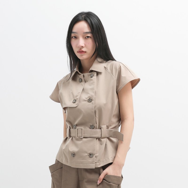 Gaia_Gaia cut-out Khaki - Women's Vests - Polyester Brown