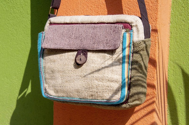Natural cotton linen storage bag / ethnic wind purse / camera bag / mobile phone bag / shoulder bag / card holder - South America - กระเป๋าแมสเซนเจอร์ - ผ้าฝ้าย/ผ้าลินิน หลากหลายสี
