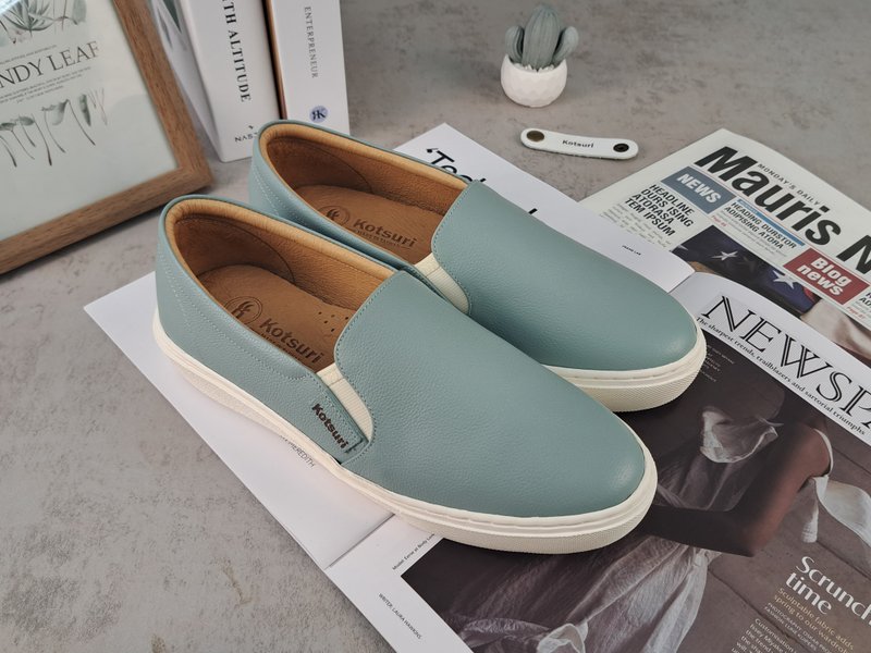 All-match plain casual shoes-green lake blue - Women's Casual Shoes - Genuine Leather Multicolor