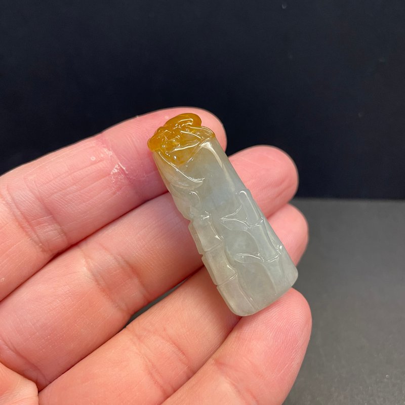 瀚玉珠寶 天然A貨翡翠 冰蜜糖黃 黃翡竹節 竹子 節節高升 鴻運 - 其他 - 玉石 