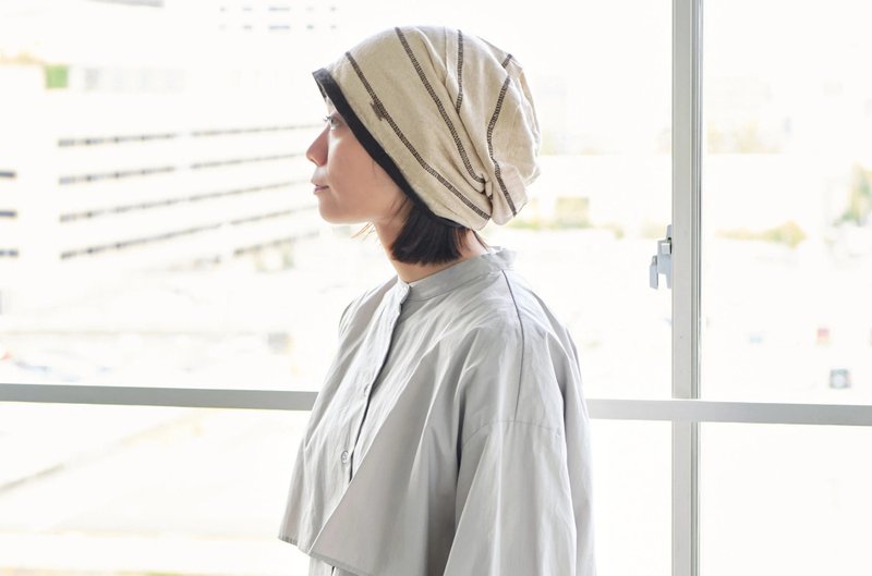 100% LINEN Summer Beanie, Lightweight Slouchy Hat, Winter Chemo Hat - 帽子 - 亞麻 卡其色