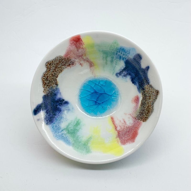 Ice crystal oil painting landscape drinking cup 90ml Qiu Yuning Yingge F3-03 - Teapots & Teacups - Porcelain Multicolor