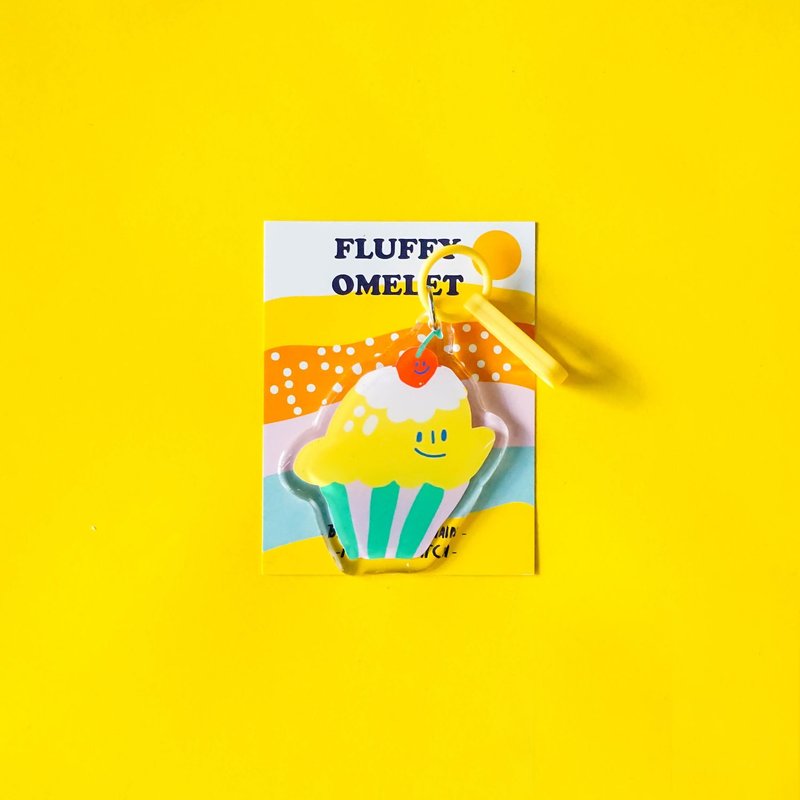 Fluffy Omelet - Keychain / Pin / Phone Grip - Cuppucake - 胸針 - 壓克力 黃色