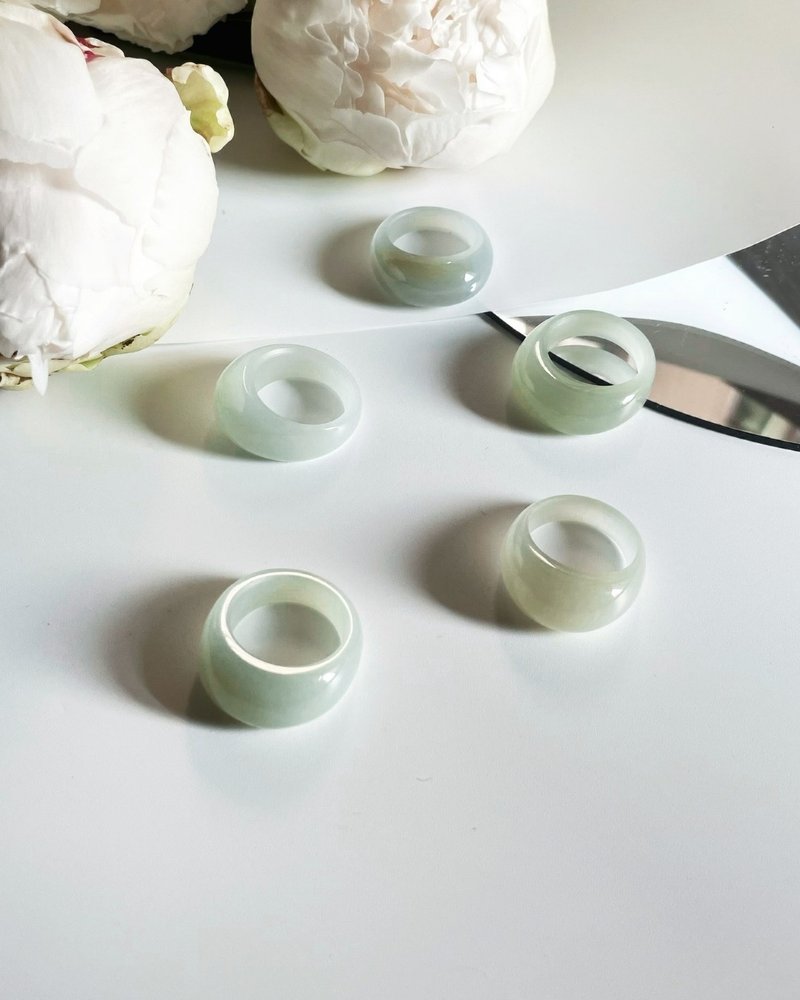 天然和田玉且末藍饅頭戒 港碼17~15   汲藍 #362 363 364 365 366 - 戒指 - 玉石 藍色