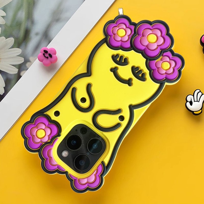 【Candies】iPhone 16 Pro - 花花睡眠寶寶 黃 手機殼 - 手機殼/手機套 - 矽膠 黃色
