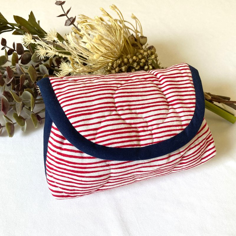 tenugui  porch   【border】Japanese hand towel - Toiletry Bags & Pouches - Cotton & Hemp Red