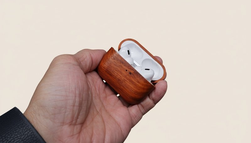 【AirPods】緬甸花梨木 全實木保護殼 | 溫潤質感 低調 - AirPods/耳機保護套 - 木頭 紅色