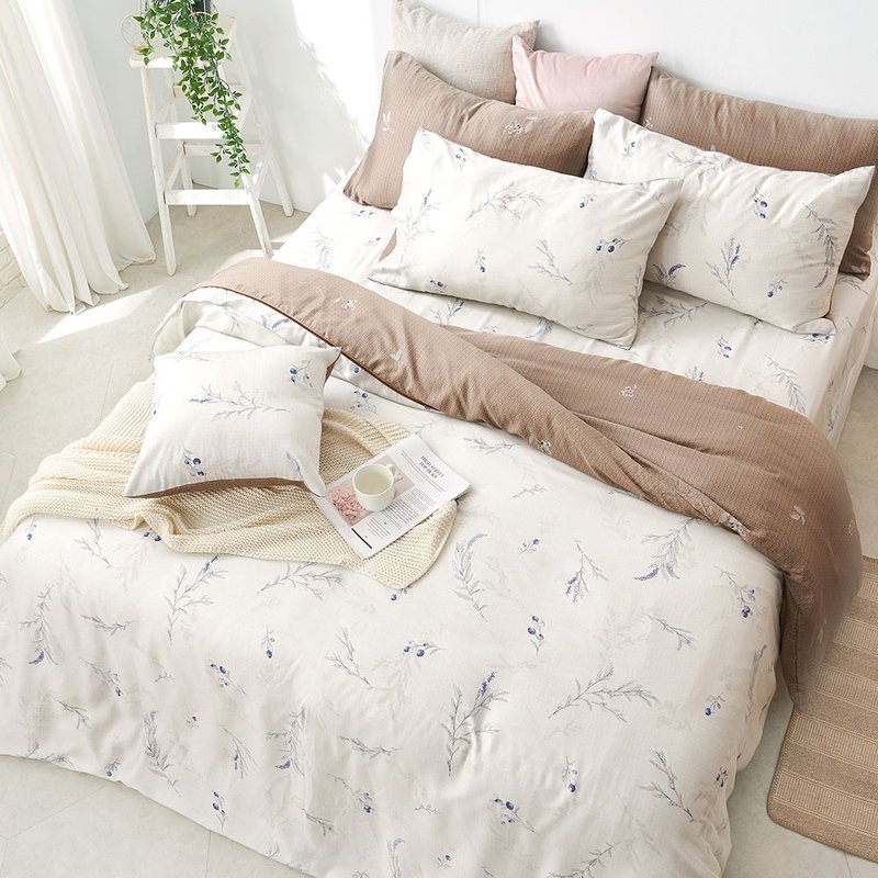 Bed Duvet Set-Double/Large Size/40 Count Lyocell Tencel/Snow Leaf Bingguo Made in Taiwan - เครื่องนอน - วัสดุอื่นๆ ขาว