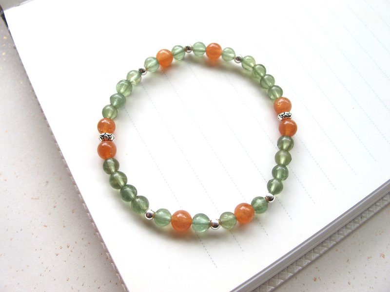 [Carrot] Phosphorus Phosphorus x Sunstone x 925 silverware - Handmade natural stone series - Bracelets - Crystal Green