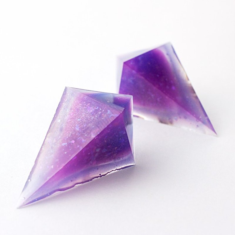 Acute angle pyramid Thermo earrings (heat lightning) - ต่างหู - วัสดุอื่นๆ สีม่วง