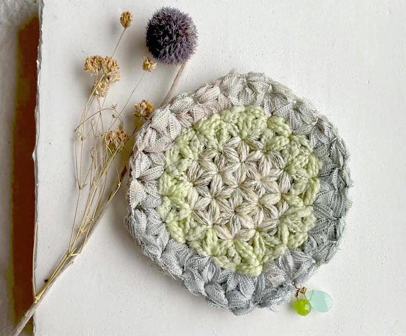 Knitting 生命之花墊 - 綠野仙蹤 - 杯墊 - 棉．麻 綠色