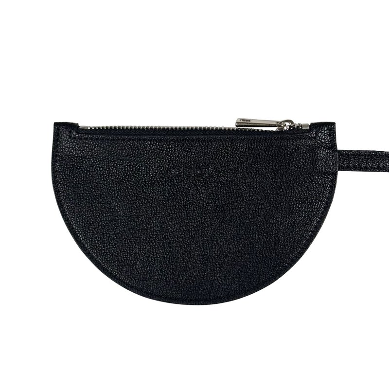Half Moon Pouch Black_Goat Skin - 零錢包/小錢包 - 真皮 