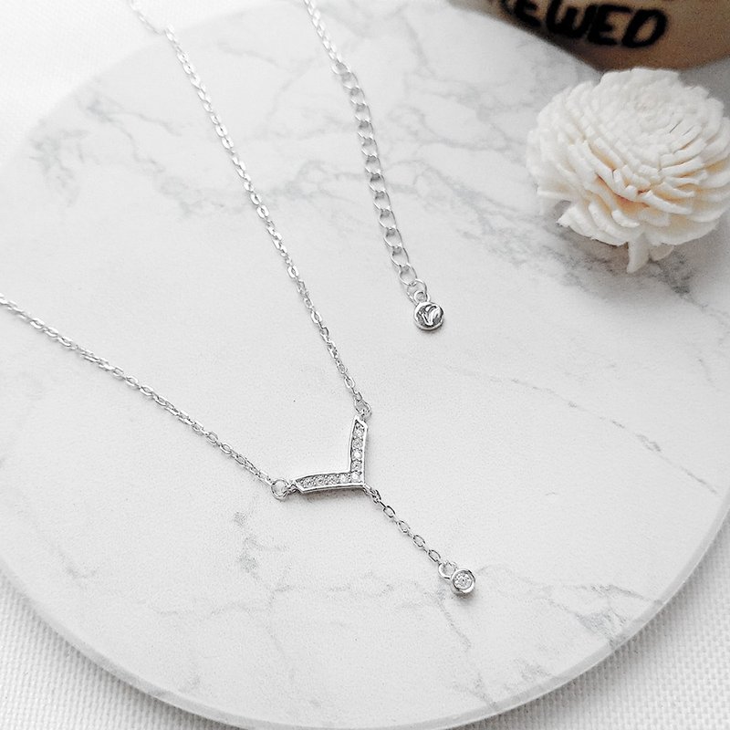 925 Sterling Silver Pendant Necklace (Victory Goddess Series) Fashion Upgrade Light Jewelry Design Length Adjustable - Necklaces - Sterling Silver Silver