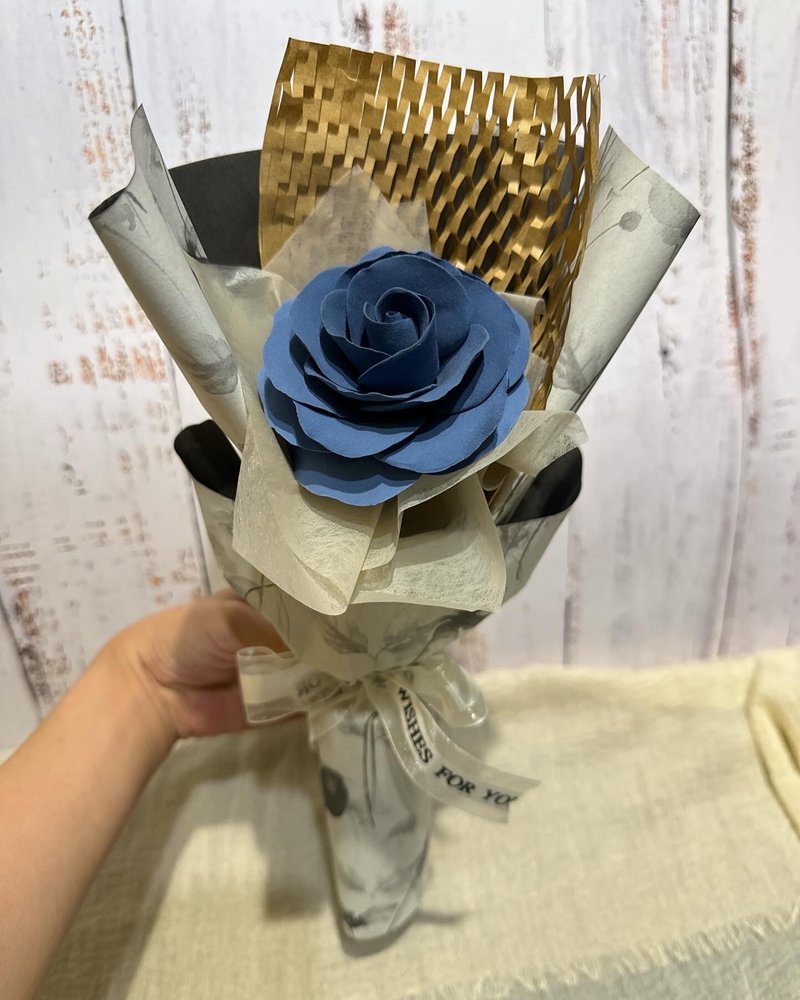 Clay boba rose single flower - ของวางตกแต่ง - ดินเหนียว สีน้ำเงิน