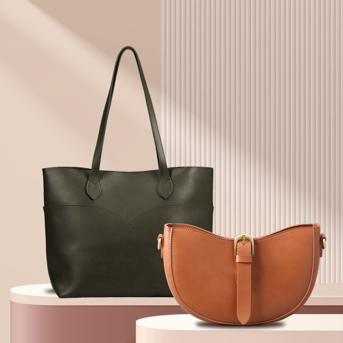 Size combination Tote bag half moon bag combination lucky bag gift shoulder and side leather