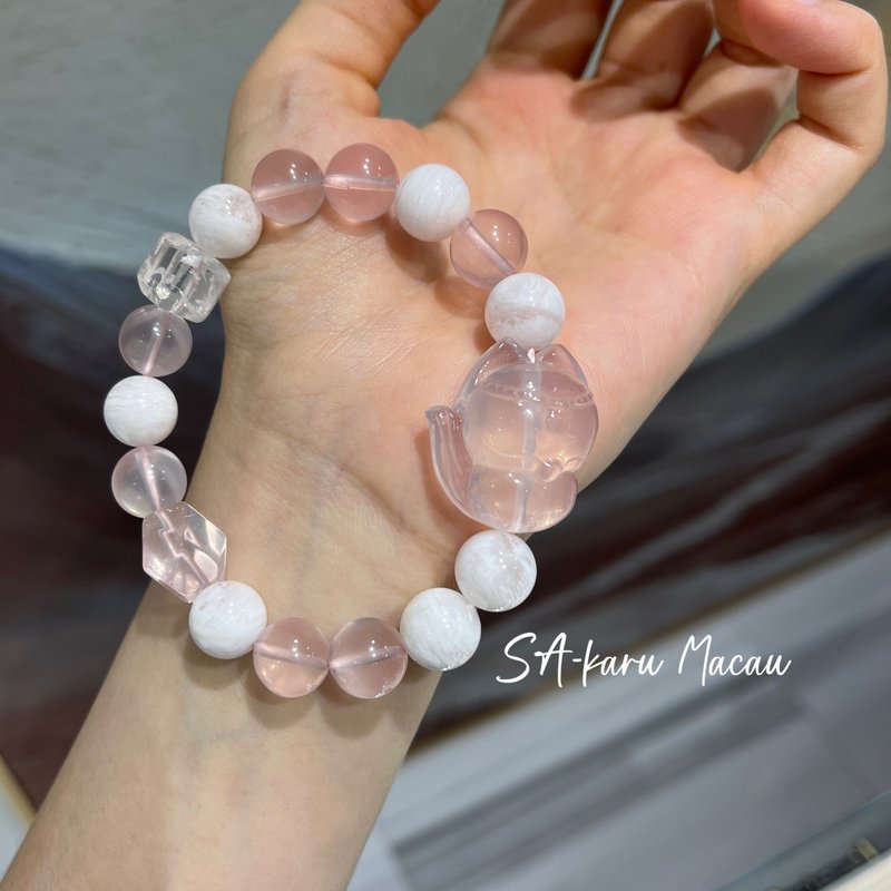 Pink quartz fox design - สร้อยข้อมือ - คริสตัล สึชมพู