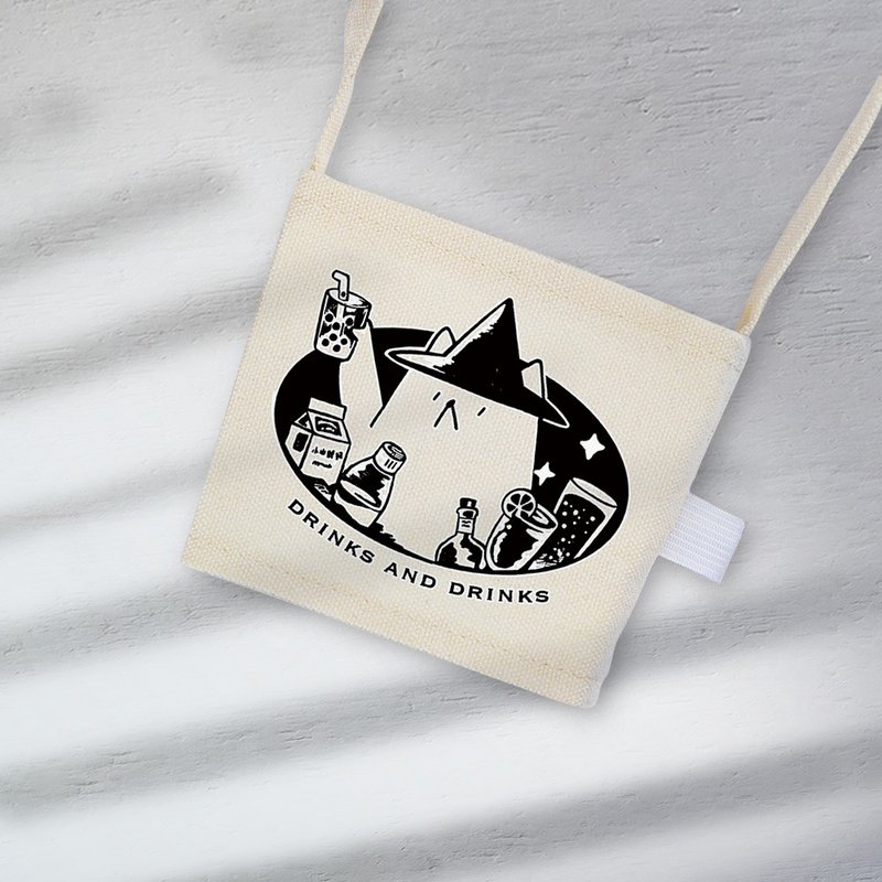 Drink Duoduo-Drink Cup Cover-Illustration Cup Cover Canvas Cup Bag - Beverage Holders & Bags - Cotton & Hemp White