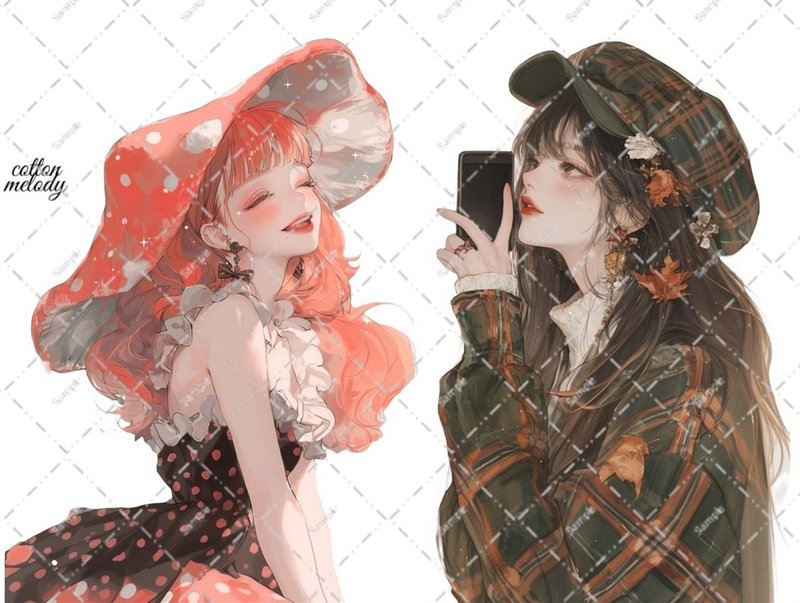 original sticker no.6837 人物ステッカー オリジナルステッカー 人物ステッカー 女の子ステッカー オリジナル人物ステッカー - 貼紙 - 紙 