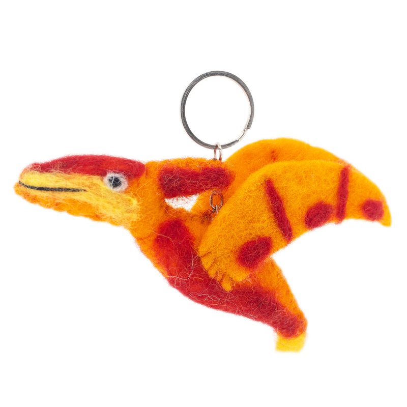 Wool Felt Keychain - Pterodactyl - ที่ห้อยกุญแจ - ขนแกะ สีส้ม