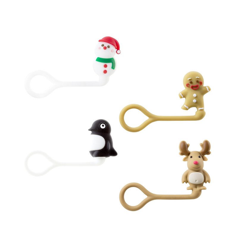Bone / Xmas Q Cord Ties Christmas Doll Q Drawstring - Cable Organizers - Silicone Multicolor