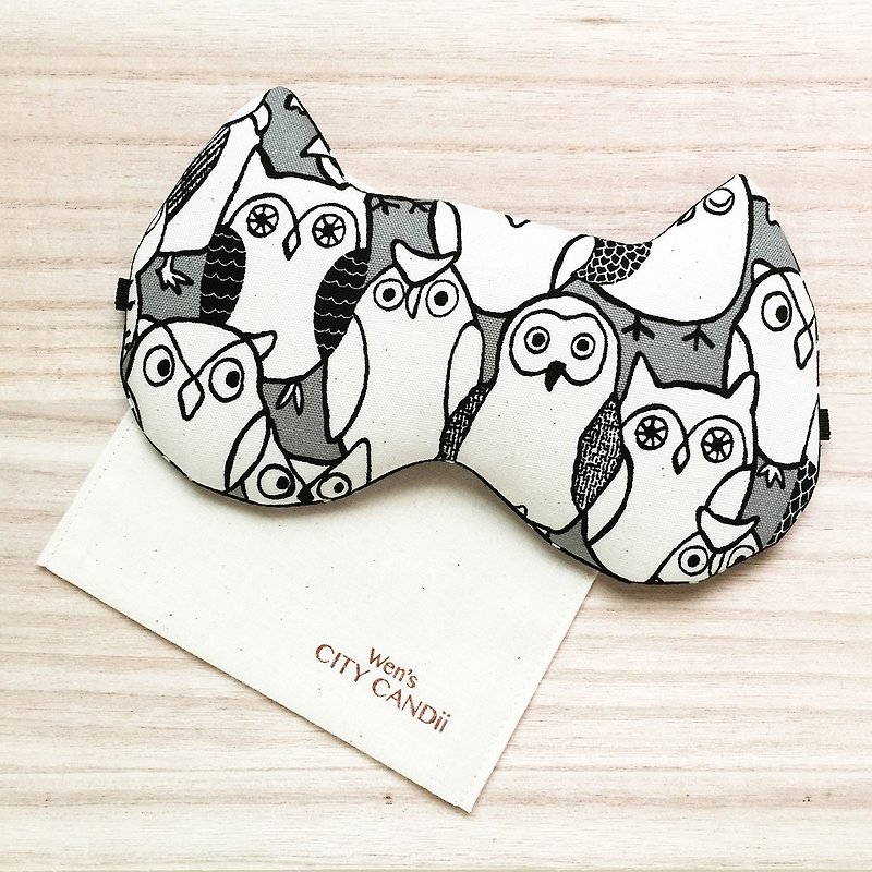 Owl Doodle Sleep Mask - Black (Adjustable Elastic Band) - Eye Masks - Cotton & Hemp Black