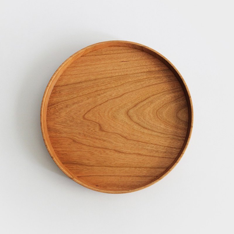 Cherry wood disc tray whole wood non splicing round tray creative gift - Other - Wood Brown